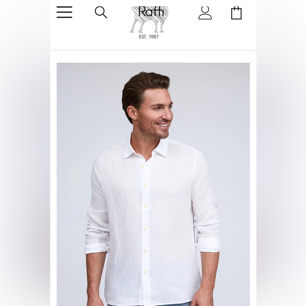 Raffi Crisp White 100% linen Long Sleeve Shirt. Excellent condition;) - Picture 3 of 13